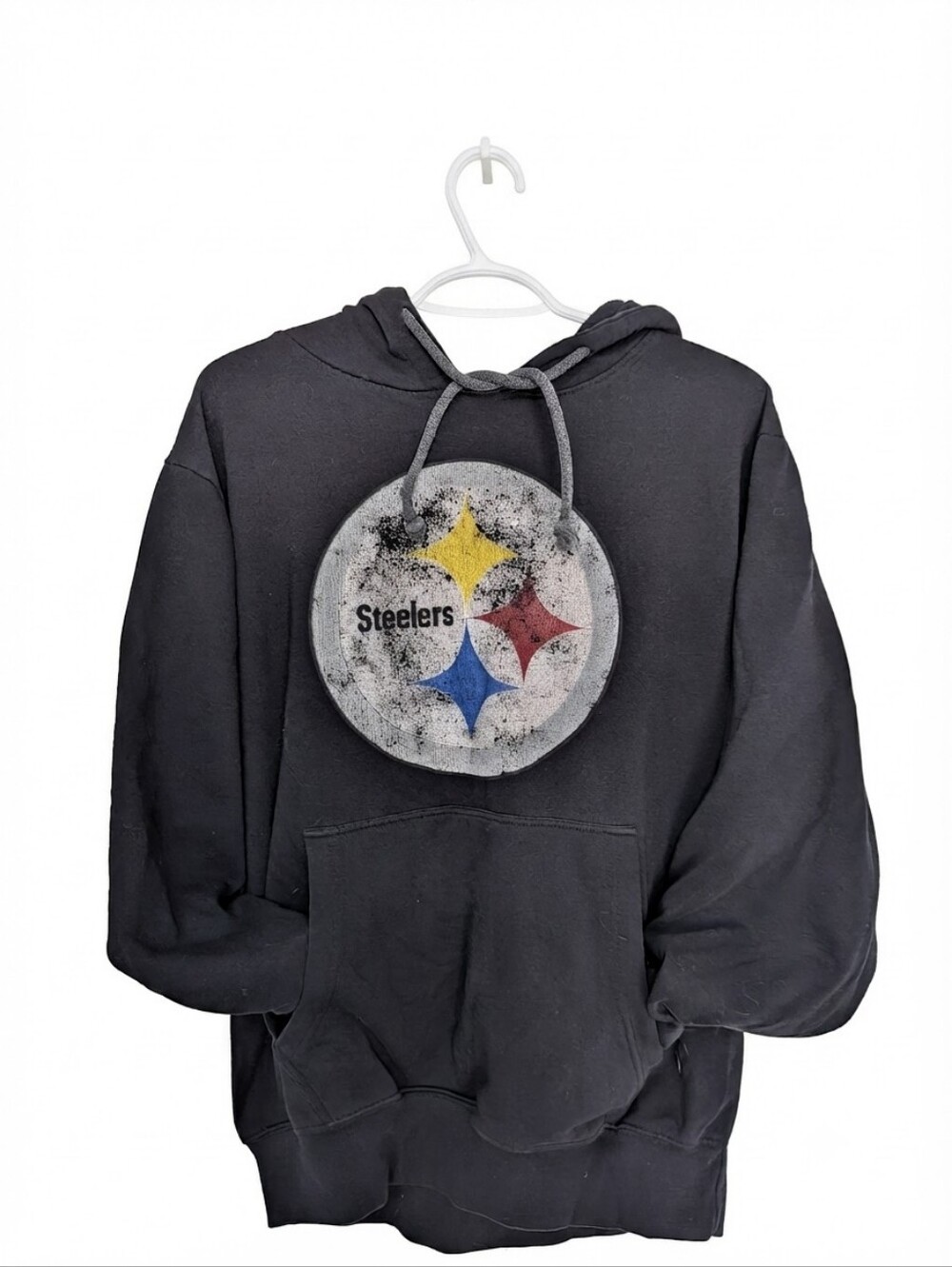 Pittsburgh Steelers Pullover Hoodie - Mens Medium Baggy Fit 🖤 Distressed Look